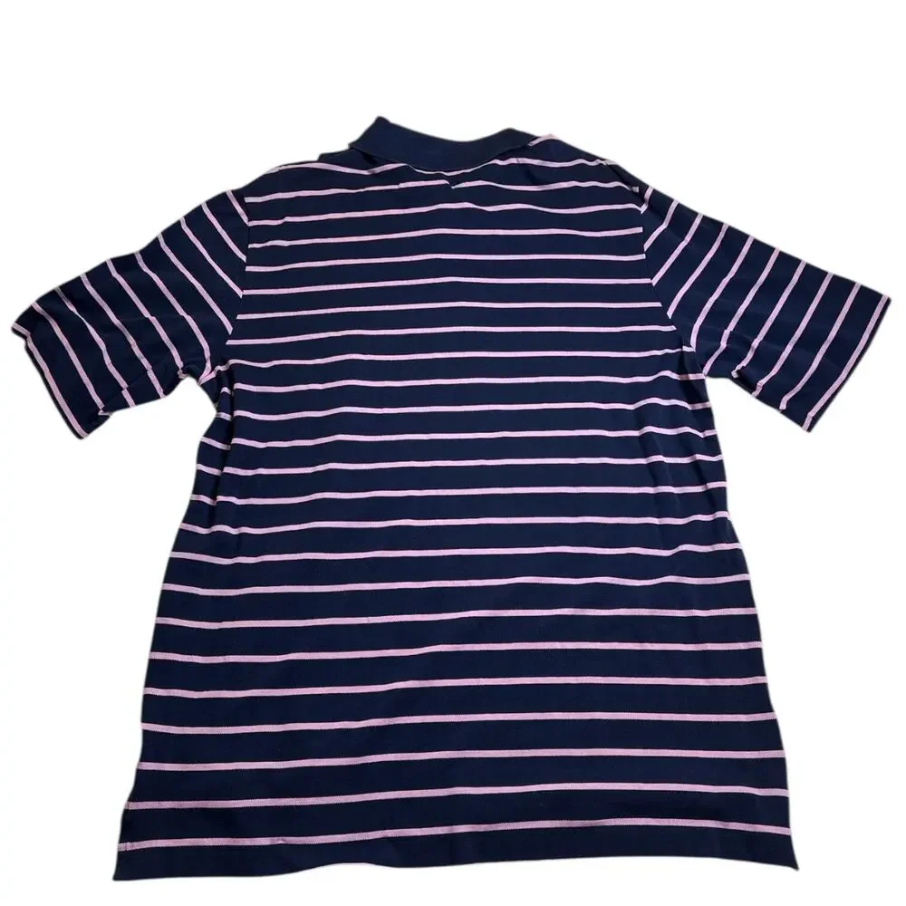 RLX Ralph Lauren Golf Polo‎ Men’s Large Striped Pink Blue Moisture Wicking